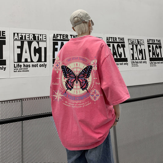 着回し力抜群  個性派 ビッグロゴ ゆったり  全6色 半袖Tシャツ-A742