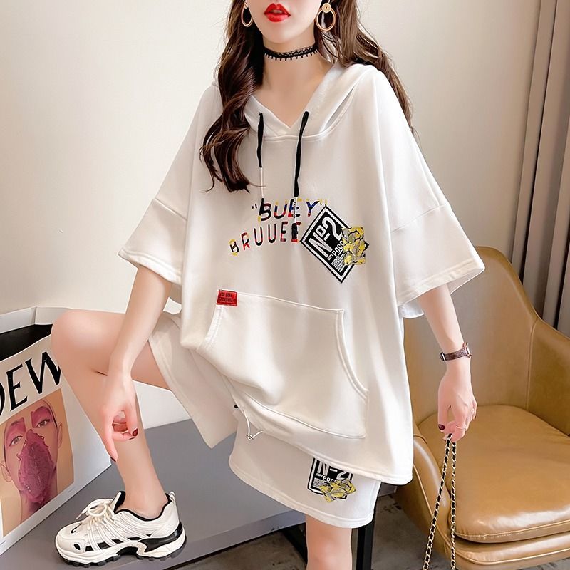 絶対流行 カジュアル シンプル 半袖Tシャツⅹパンツセット全2色-A751
