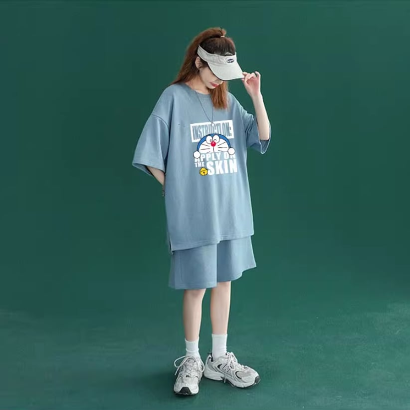 好感度UP カジュアル シンプル 半袖Tシャツⅹパンツセット全4色<ins-8203>