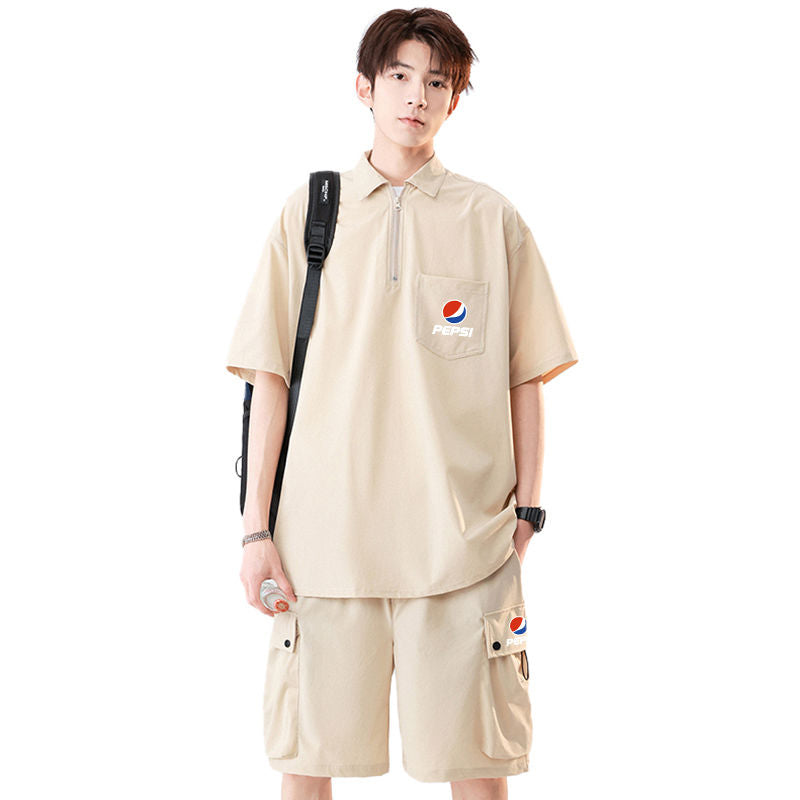 大活躍 カジュアル ルーズ 半袖Tシャツⅹパンツセット 全5色- A797