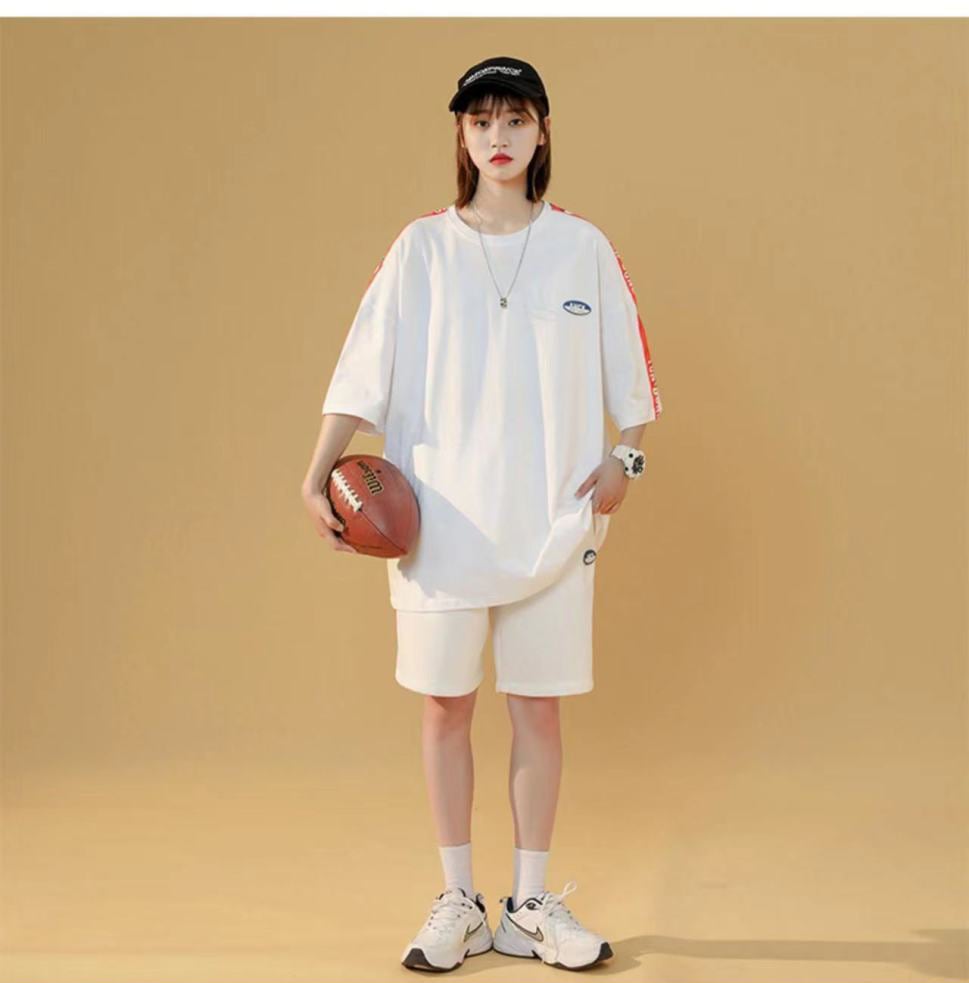 今季マストバイ カジュアル ルーズ 半袖Tシャツⅹパンツセット全2色<ins-8197>