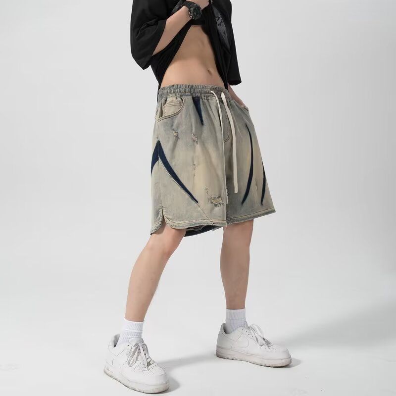 着回し力抜群 アバンギャルド 個性派 デニムダメージ加工 パンツ -A862