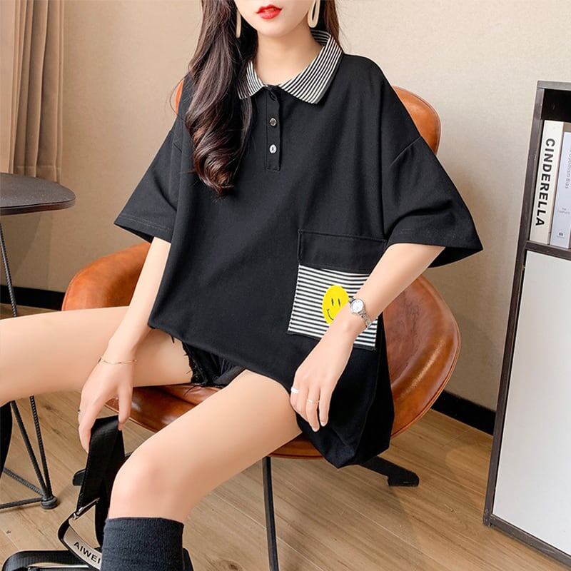 カジュアル お洒落 3色選択可 ストライプ Tシャツ カットソー<ins-3068>