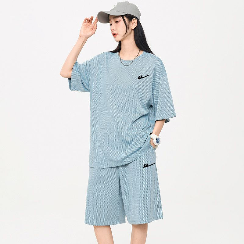 新商品 カジュアル ルーズ 半袖Tシャツⅹパンツセット男女兼用 全6色-A824