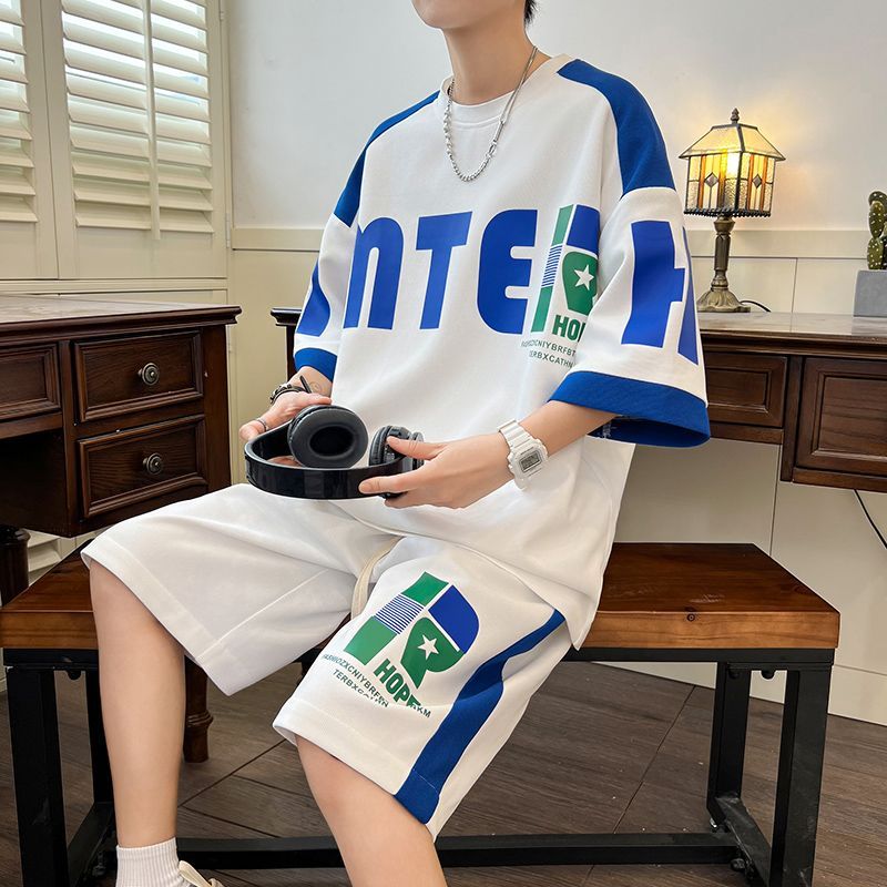 着回し力抜群 切り替え プリント 半袖Tシャツⅹパンツセット 全3色-A895