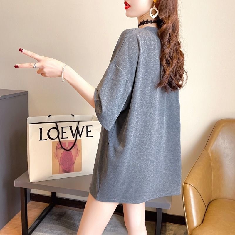 オシャレ度満点 着心地抜群 切り替え プリント Tシャツ カットソー<ins-3549>