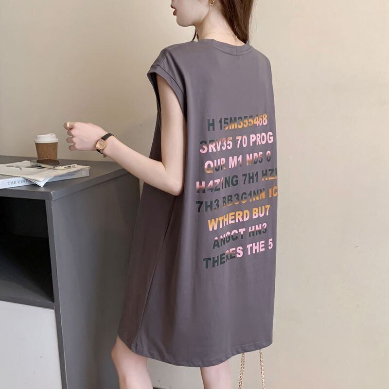 真夏も快適 着心地良い ファッション感満々 プリント全4色 ノースリーブ Tシャツ カットソーE-9161