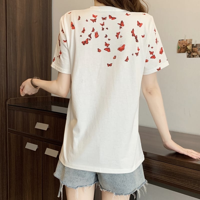 オシャレ度満点 着心地抜群 プリント半袖 Tシャツ<ins-8211>