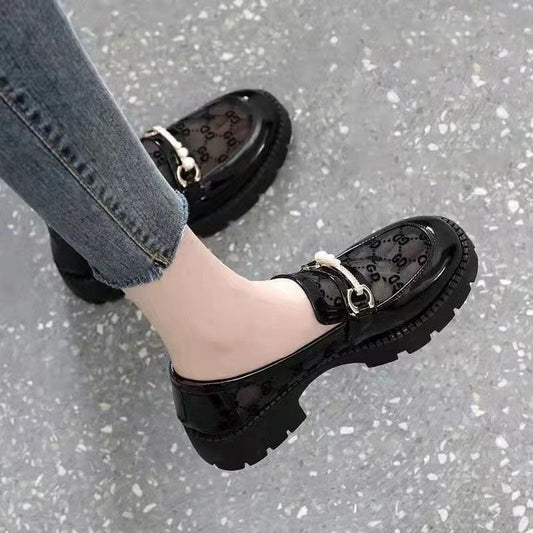 大好評 美人度アップ  安定感 切り替え 革靴 シューズ全2色<ins-8046>