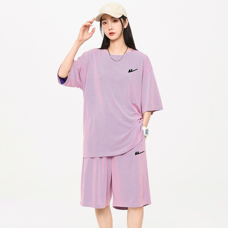 新商品 カジュアル ルーズ 半袖Tシャツⅹパンツセット男女兼用 全6色-A824