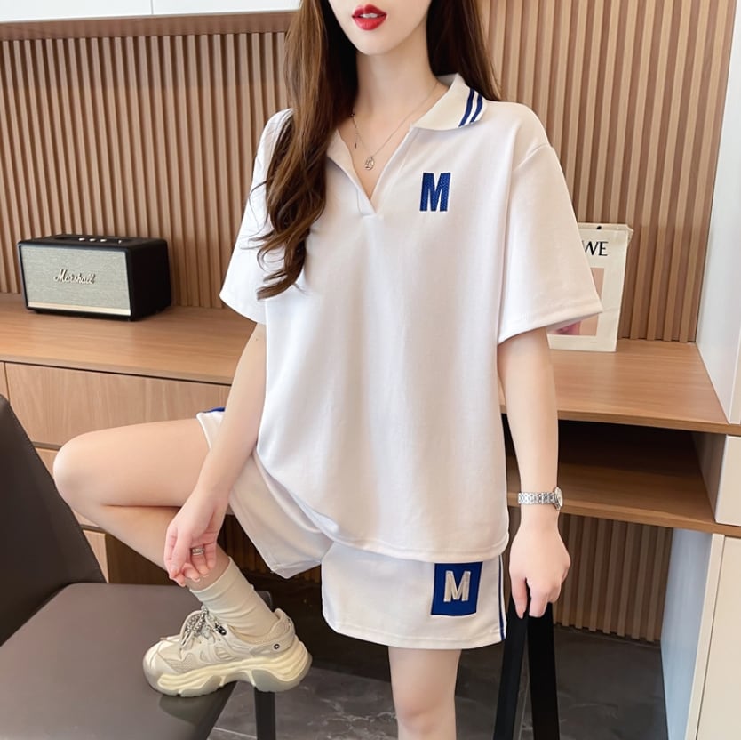 売り切れ必至 ルーズ 半袖Tシャツⅹパンツセット全2色<ins-8190>