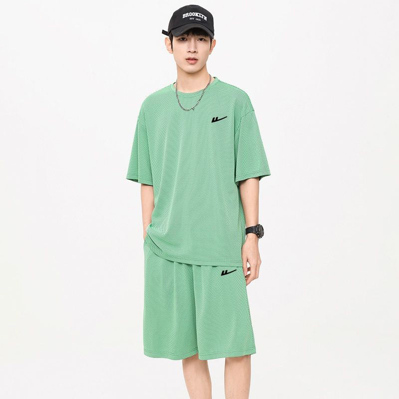 新商品 カジュアル ルーズ 半袖Tシャツⅹパンツセット男女兼用 全6色-A824