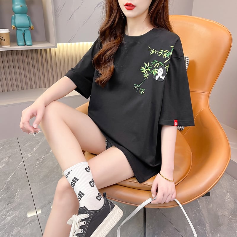 新商品 上質 カジュアル 刺繍 半袖Tシャツ カットソー<ins-8219>