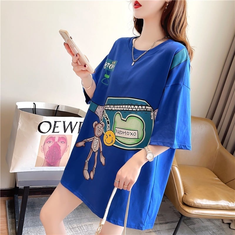 個性的なデザイン 一目惚れ 3色選択可 プリント Tシャツ カットソー<ins-3062>