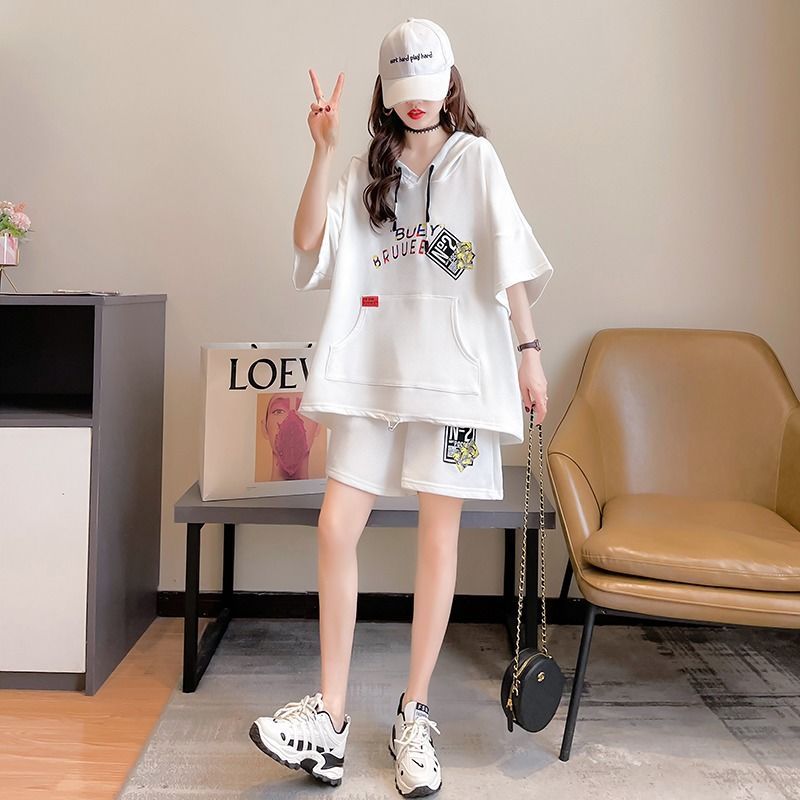 絶対流行 カジュアル シンプル 半袖Tシャツⅹパンツセット全2色-A751