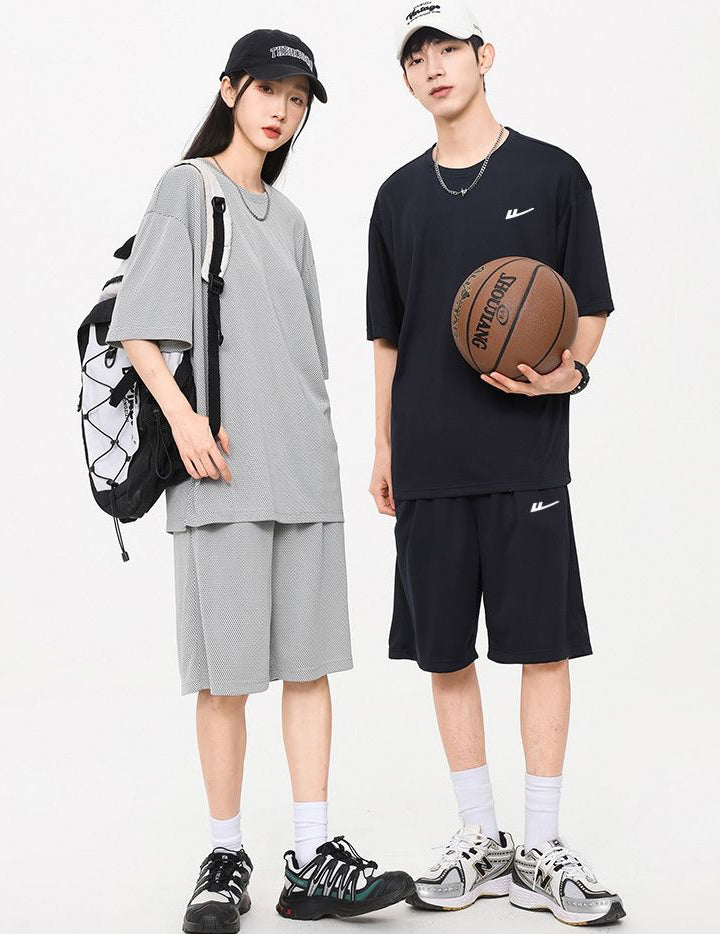 新商品 カジュアル ルーズ 半袖Tシャツⅹパンツセット男女兼用 全6色-A824
