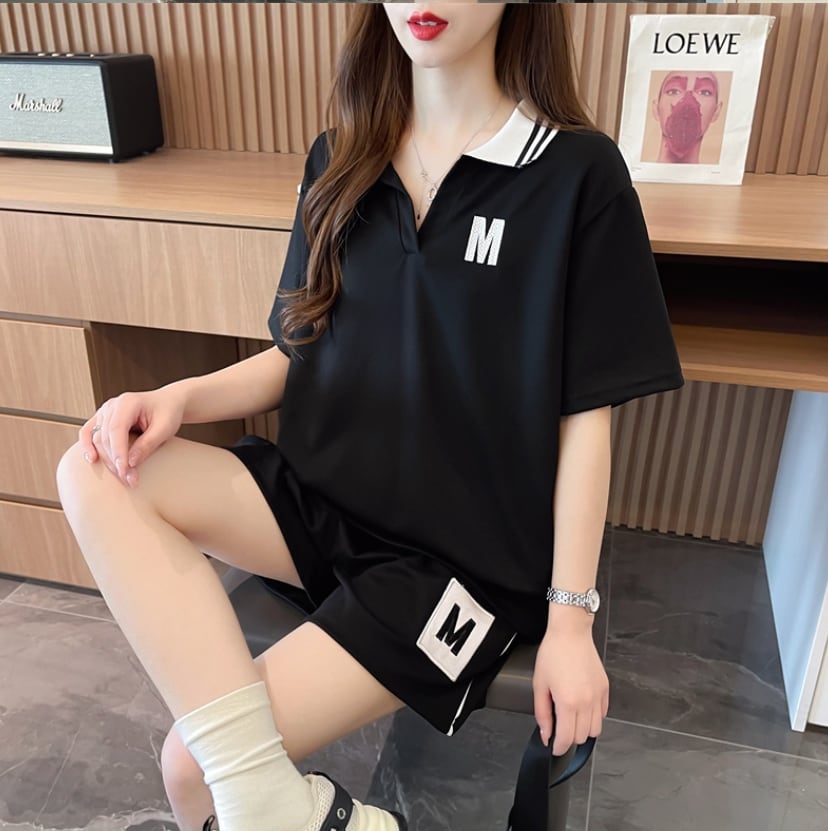 売り切れ必至 ルーズ 半袖Tシャツⅹパンツセット全2色<ins-8190>