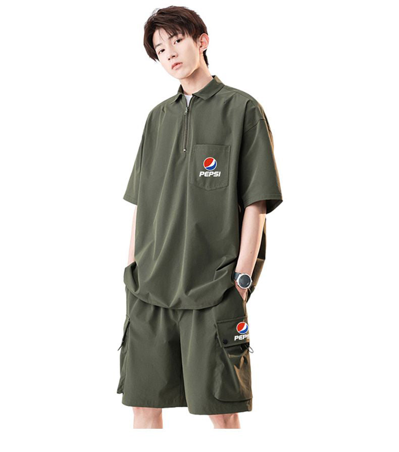 大活躍 カジュアル ルーズ 半袖Tシャツⅹパンツセット 全5色- A797