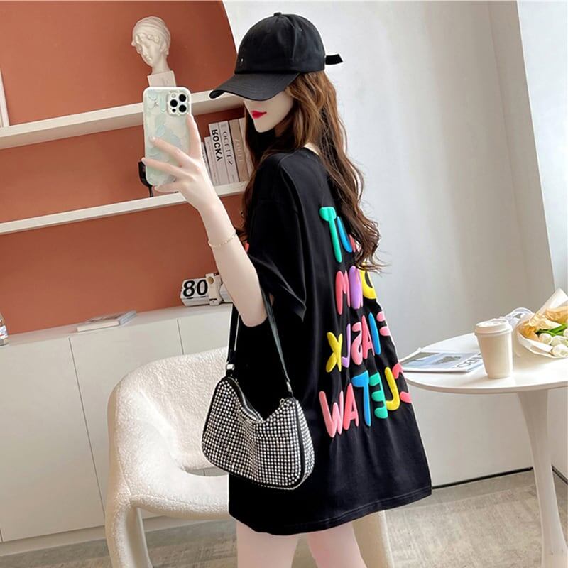 オシャレ度満点 一目惚れ アルファベット Tシャツ カットソー<ins-3071>