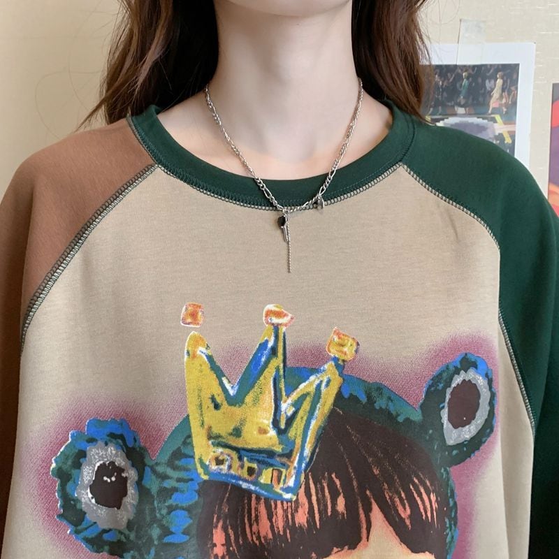 話題沸騰中 お勧めカラーマッチング ビッグロゴ ゆったり 半袖Tシャツ<ins-8350>