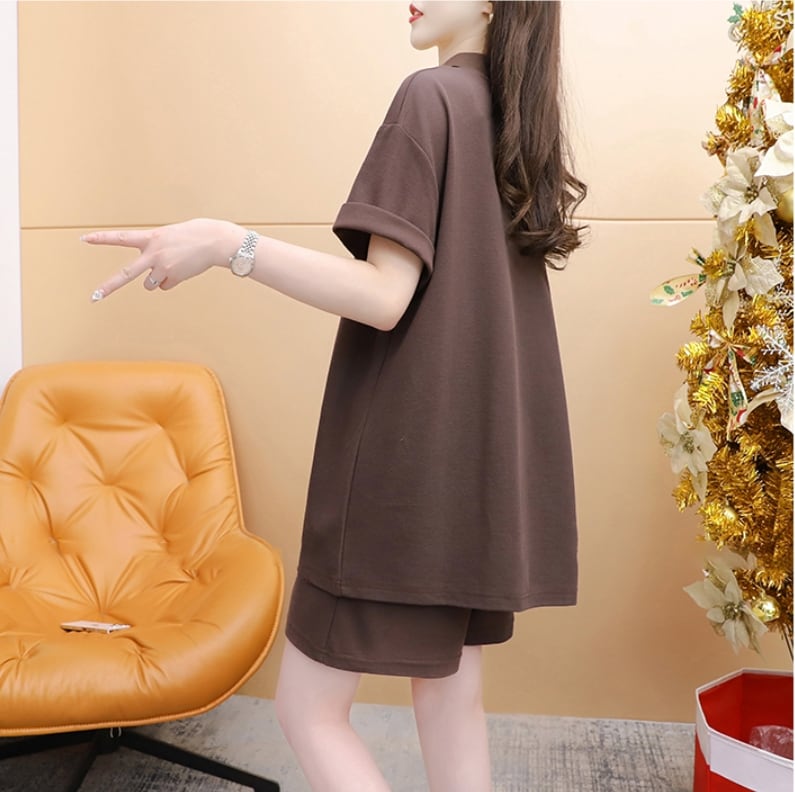 売り切れ必至 清涼感たっぷり シンプル 半袖Tシャツ+パンツ セットアップ<ins-8195>