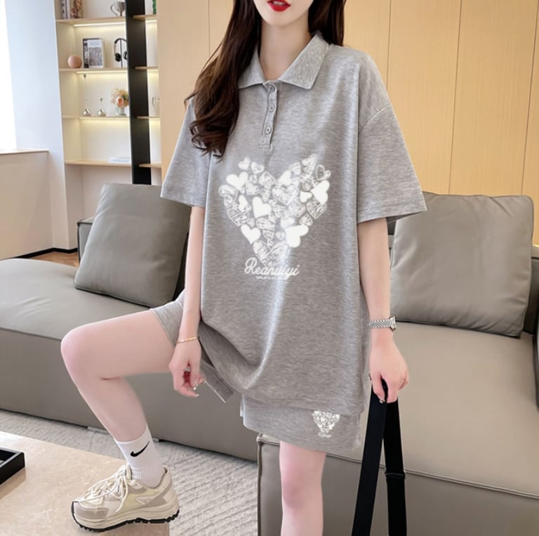 売り切れ必至 清涼感たっぷり シンプル 半袖Tシャツ+パンツ セットアップ<ins-8195>
