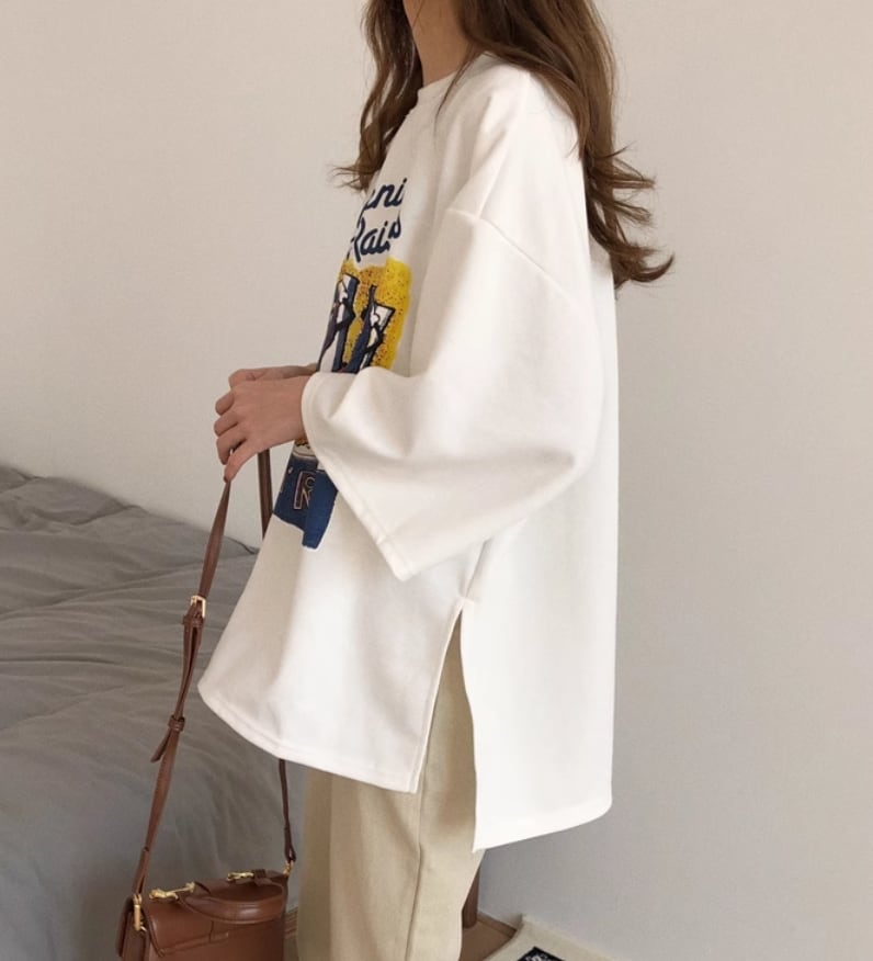 話題沸騰中 カジュアル  ゆったり プリント 2色半袖Tシャツ<ins-8161>