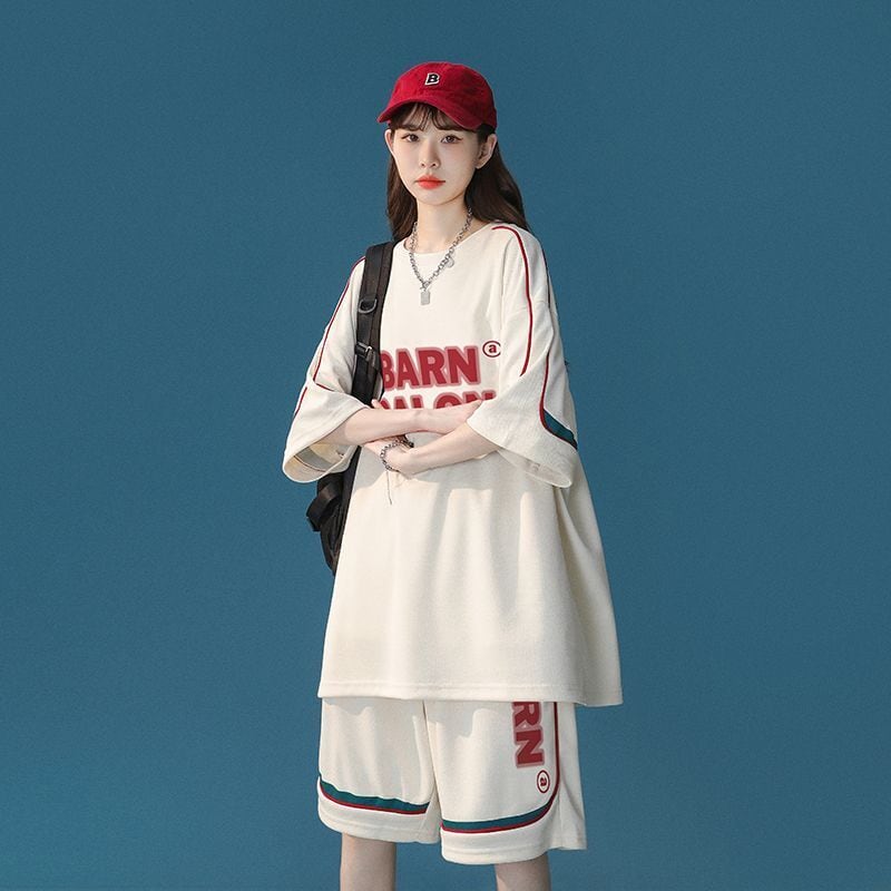 大好評 カジュアル ファッション ルーズ半袖Tシャツⅹパンツセット<ins-6539>