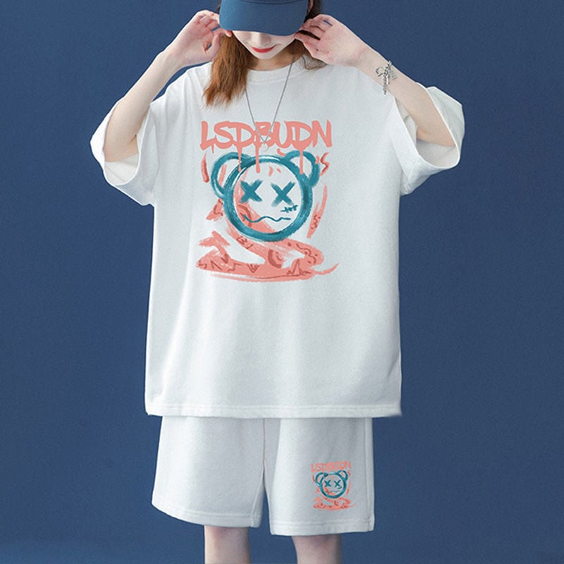 早い者勝ち 半袖Tシャツⅹパンツセット全4色 男女兼用<ins-6554>