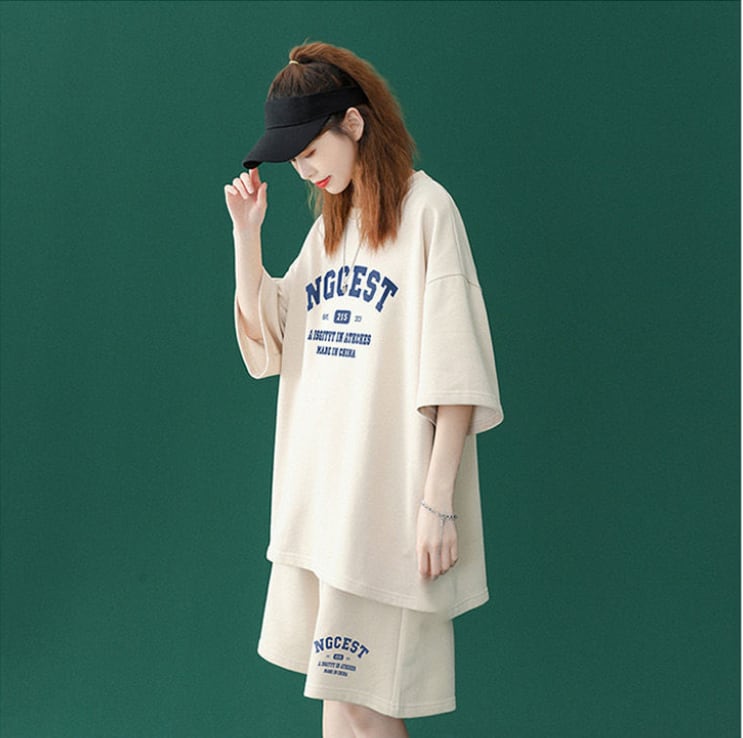【半額!期間限定!!】売り切れ必至 カジュアル 半袖Tシャツⅹパンツセット全4色 男女兼用<ins-6574>