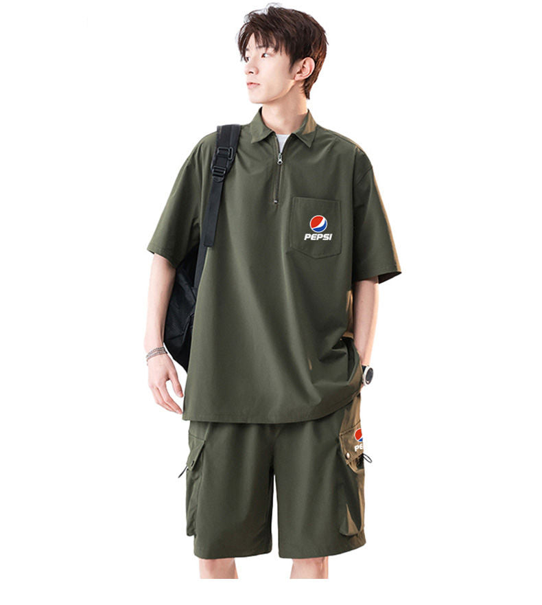 大活躍 カジュアル ルーズ 半袖Tシャツⅹパンツセット 全5色- A797