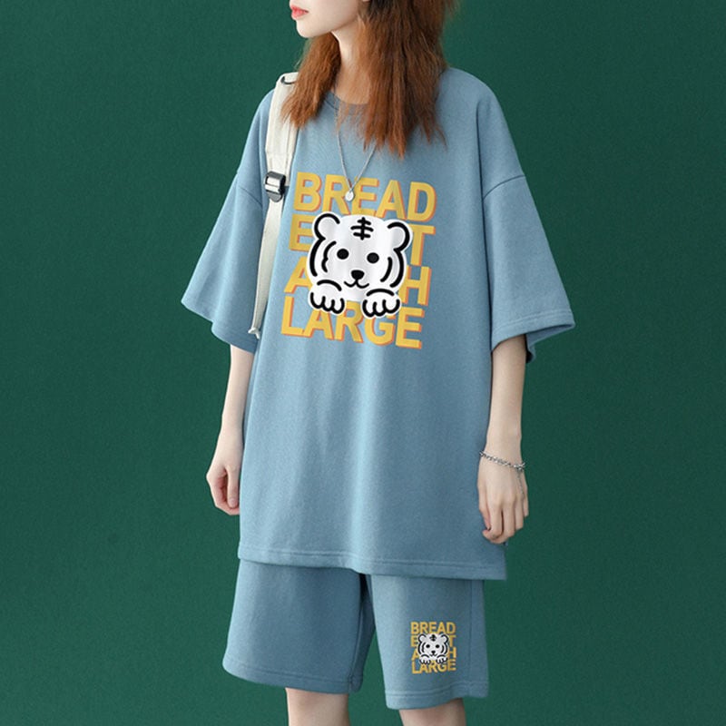 大人可愛い ルーズ 半袖Tシャツⅹパンツセット全5色 男女兼用<ins-6555>