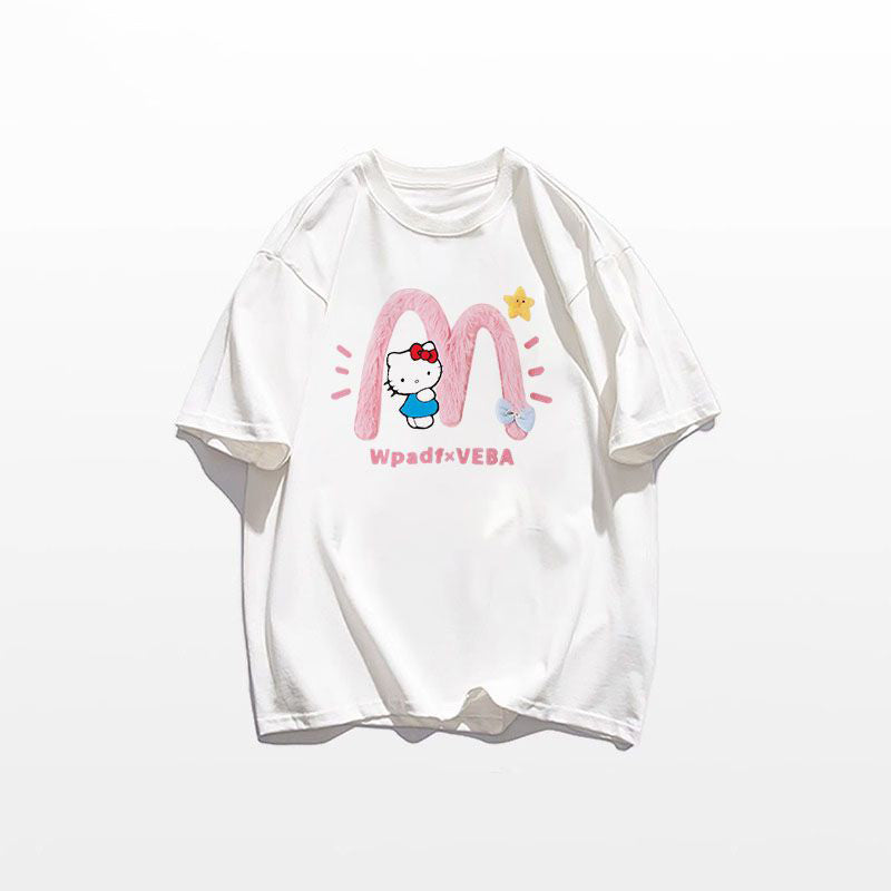 新商品 好感度満載 ラウンドネック プリント 3色選択 半袖Tシャツ -A1088