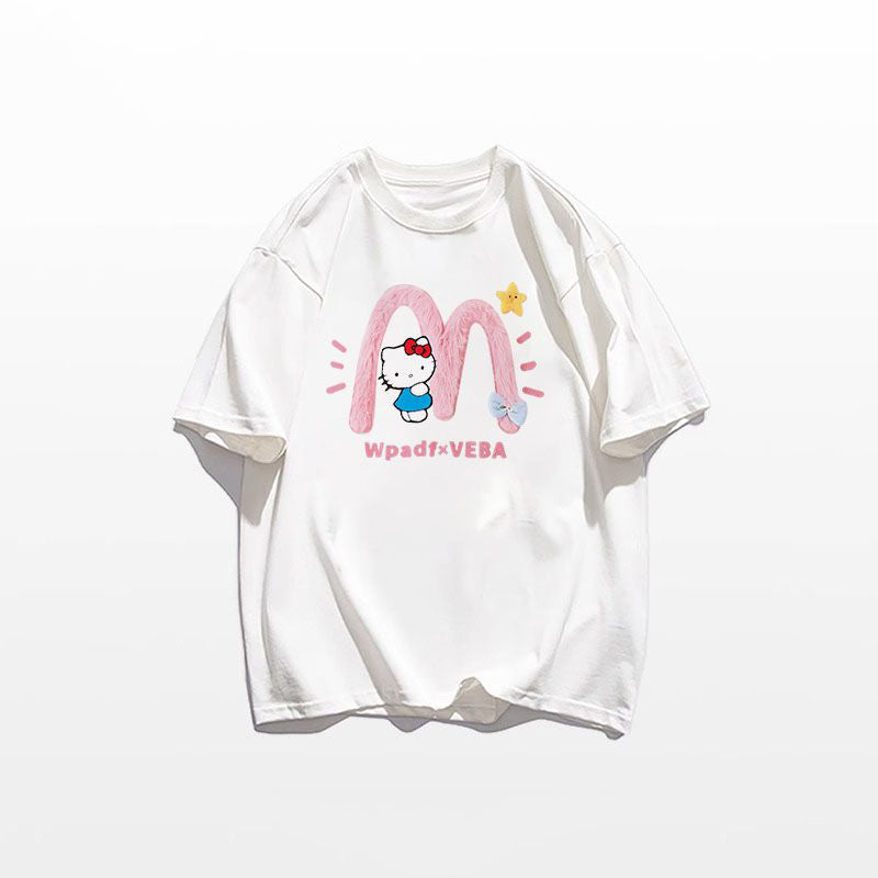 新商品 好感度満載 ラウンドネック プリント 3色選択 半袖Tシャツ -A1088
