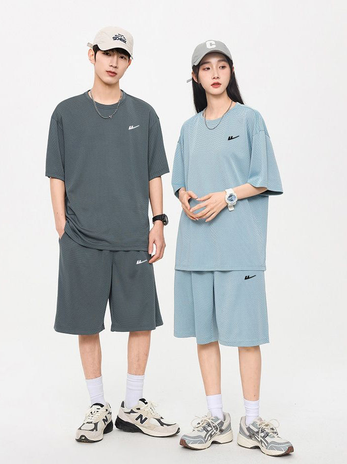 新商品 カジュアル ルーズ 半袖Tシャツⅹパンツセット男女兼用 全6色-A824