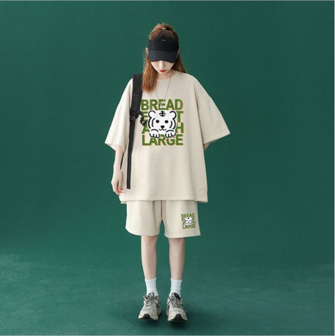大人可愛い ルーズ 半袖Tシャツⅹパンツセット全5色 男女兼用<ins-6555>