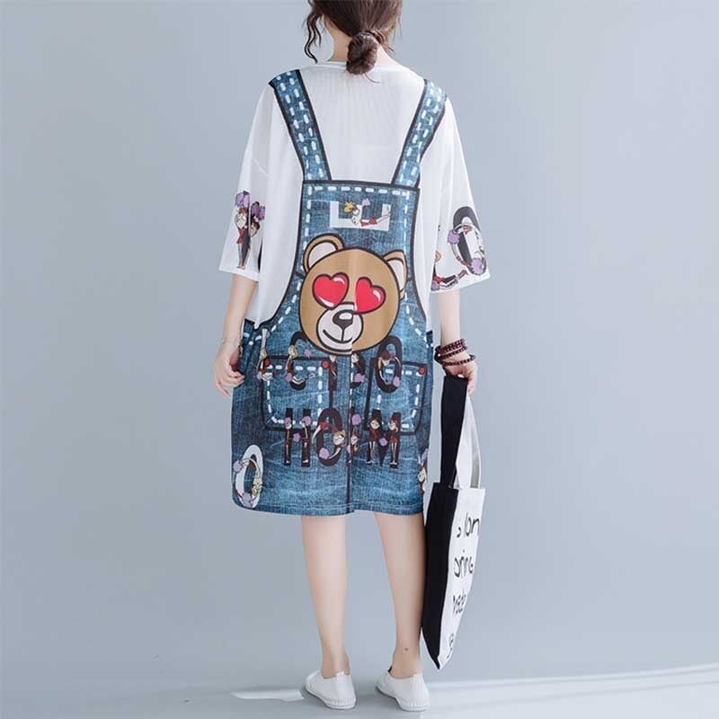 旅行Tシャツ レディース 夏 膝丈 プリント 大きいサイズ ゆったりさらっと涼しい <ins-656>