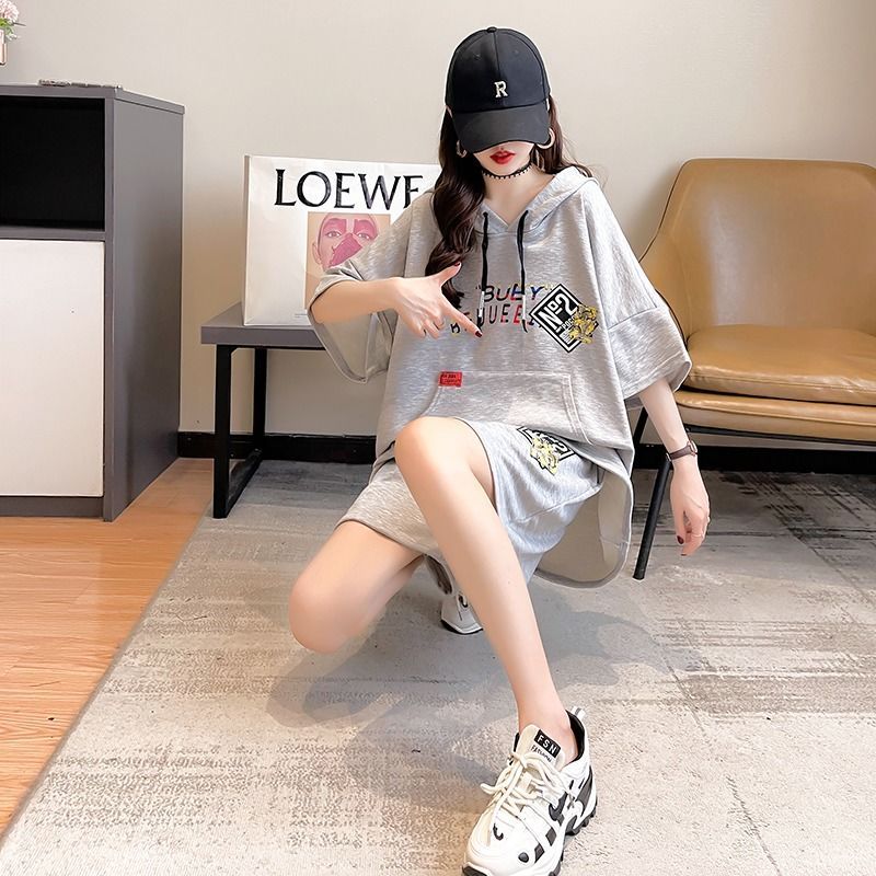 絶対流行 カジュアル シンプル 半袖Tシャツⅹパンツセット全2色-A751