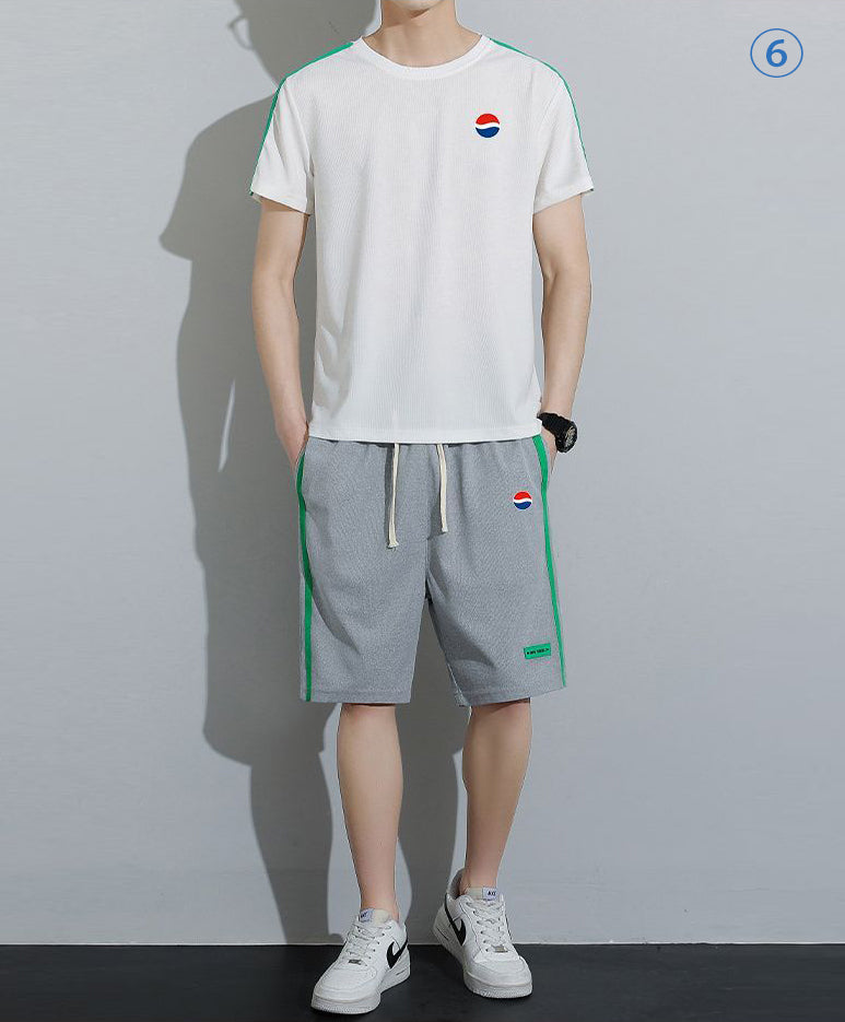 新商品 カジュアル ルーズ 半袖Tシャツⅹパンツセット 全6色- A800