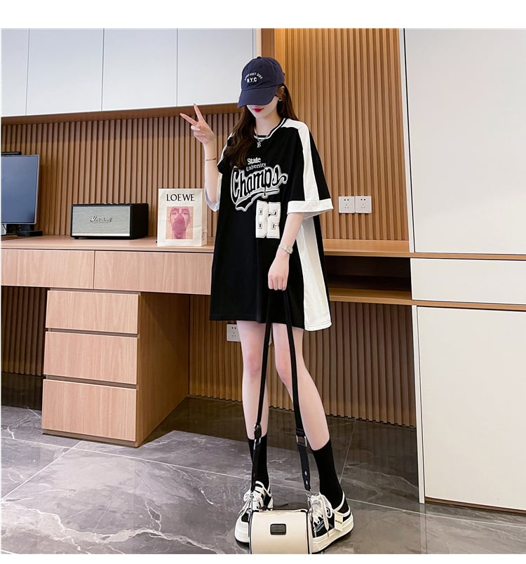 絶対流行 個性的なデザイン 一目惚れ 2色選択可 プリント Tシャツ カットソー<ins-8279>