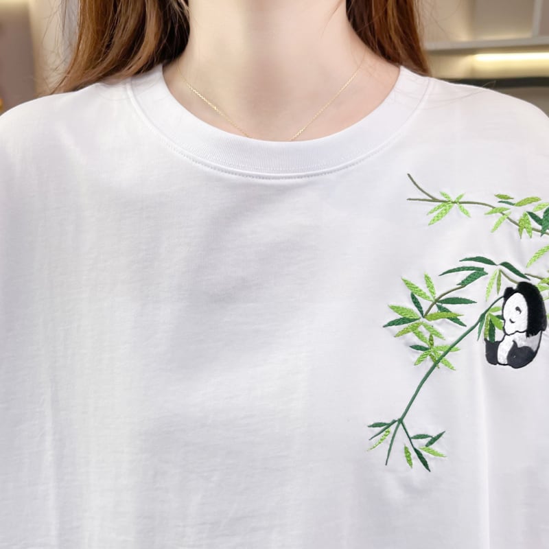 新商品 上質 カジュアル 刺繍 半袖Tシャツ カットソー<ins-8219>