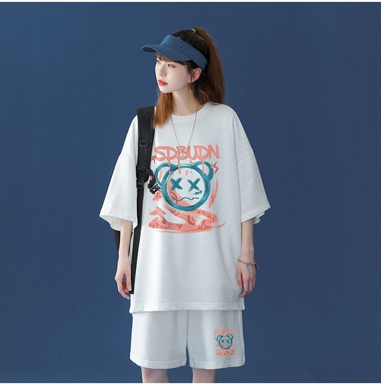 早い者勝ち 半袖Tシャツⅹパンツセット全4色 男女兼用<ins-6554>