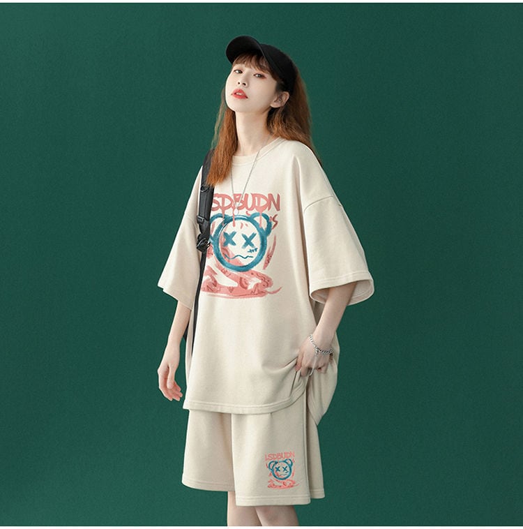 早い者勝ち 半袖Tシャツⅹパンツセット全4色 男女兼用<ins-6554>