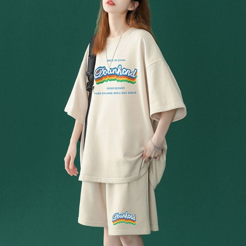 【半額セール】早い者勝ち 半袖Tシャツⅹパンツセット全4色 男女兼用<ins-6553>