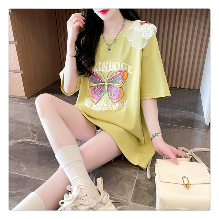 話題沸騰中 ロゴ プリント ゆったり 3色半袖Tシャツ<ins-8316>