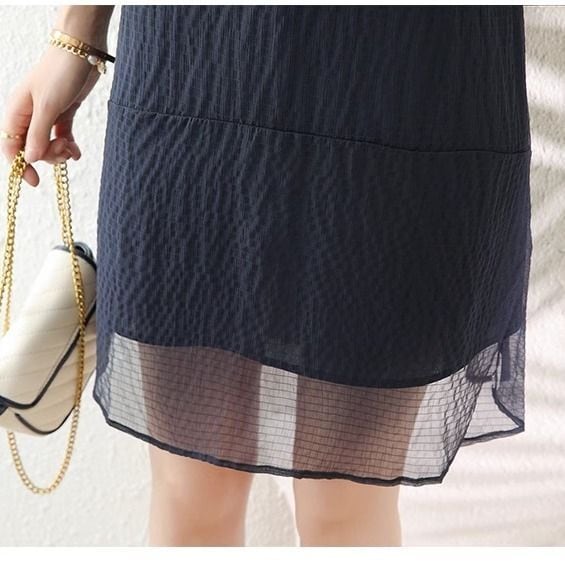 定番シンプル エレガント 切り替え ワンピース<ins-8397>