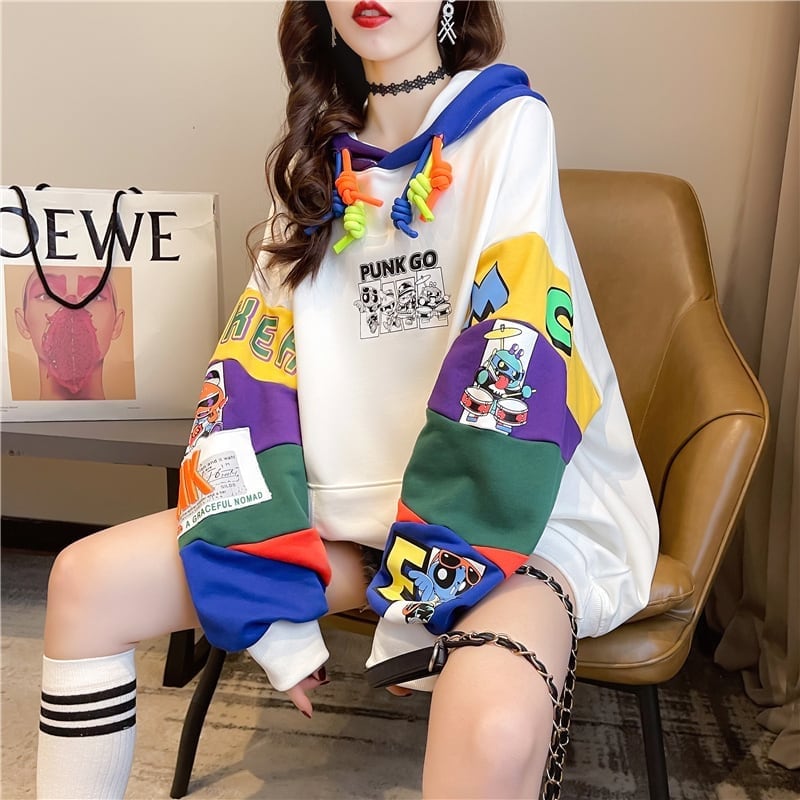 【半額!期間限定!!】(裏起毛あり)ファッション 個性派 キュート 長袖 スウェット パーカー トップス<ins-2160>