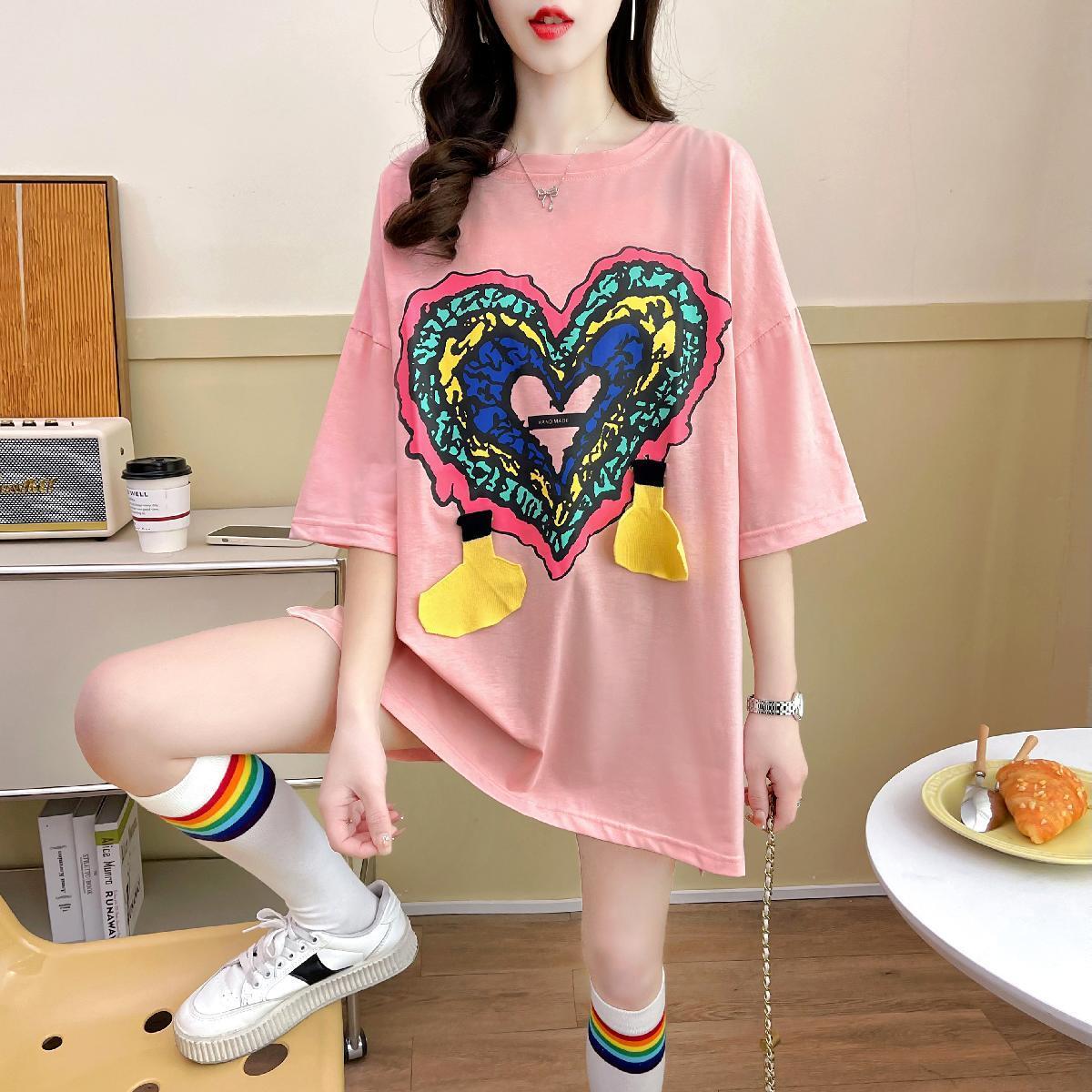 おすすめ カジュアル シンプル ゆったり 半袖Tシャツ<ins-8136>