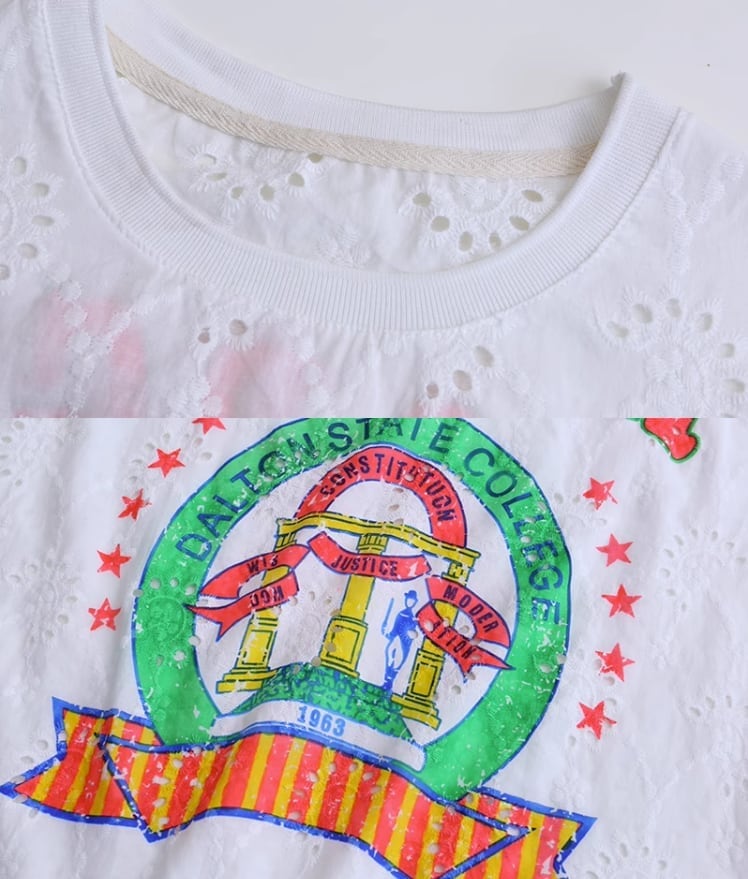 【半額!期間限定!!】背中にはレースステッチがくり抜かれており、デザイン性のある半袖Tシャツです<ins-2984>