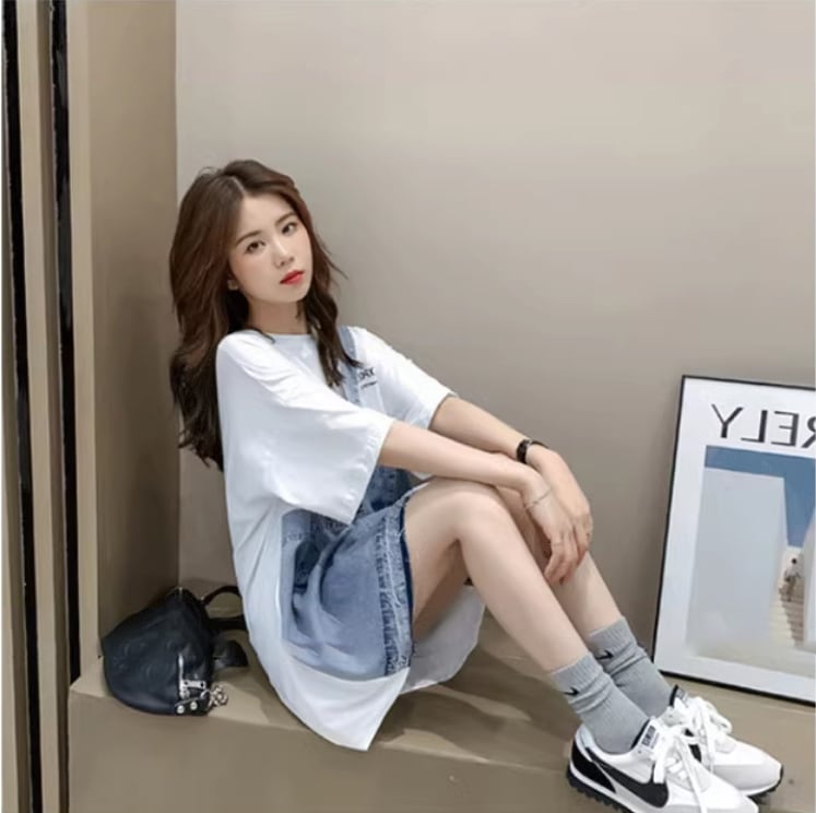 個性的なデザイン 一目惚れ 2色選択可 レイヤード風 Tシャツ カットソー<ins-8286>